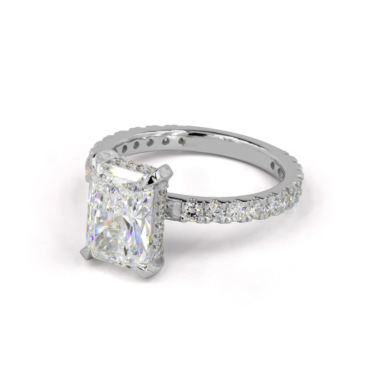 1.43 CTTW Radiant Lab Grown Diamond Hidden Halo Ring Sz. 6.5 (E Color and VS1 Clarity)