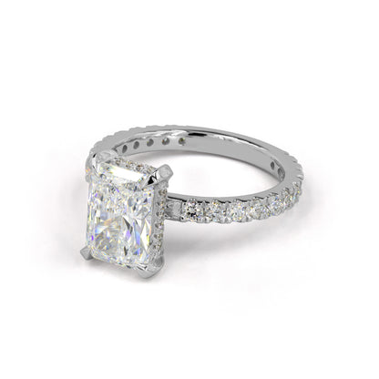 1.43 CTTW Radiant Lab Grown Diamond Hidden Halo Ring Sz. 6.5 (E Color and VS1 Clarity)