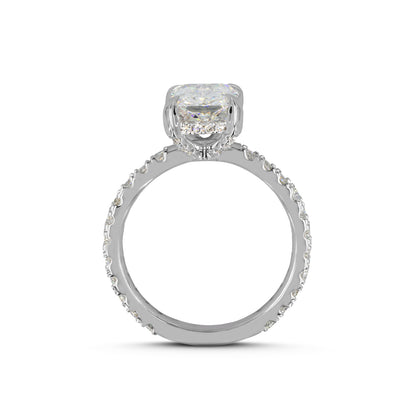 1.43 CTTW Radiant Lab Grown Diamond Hidden Halo Ring Sz. 6.5 (E Color and VS1 Clarity)