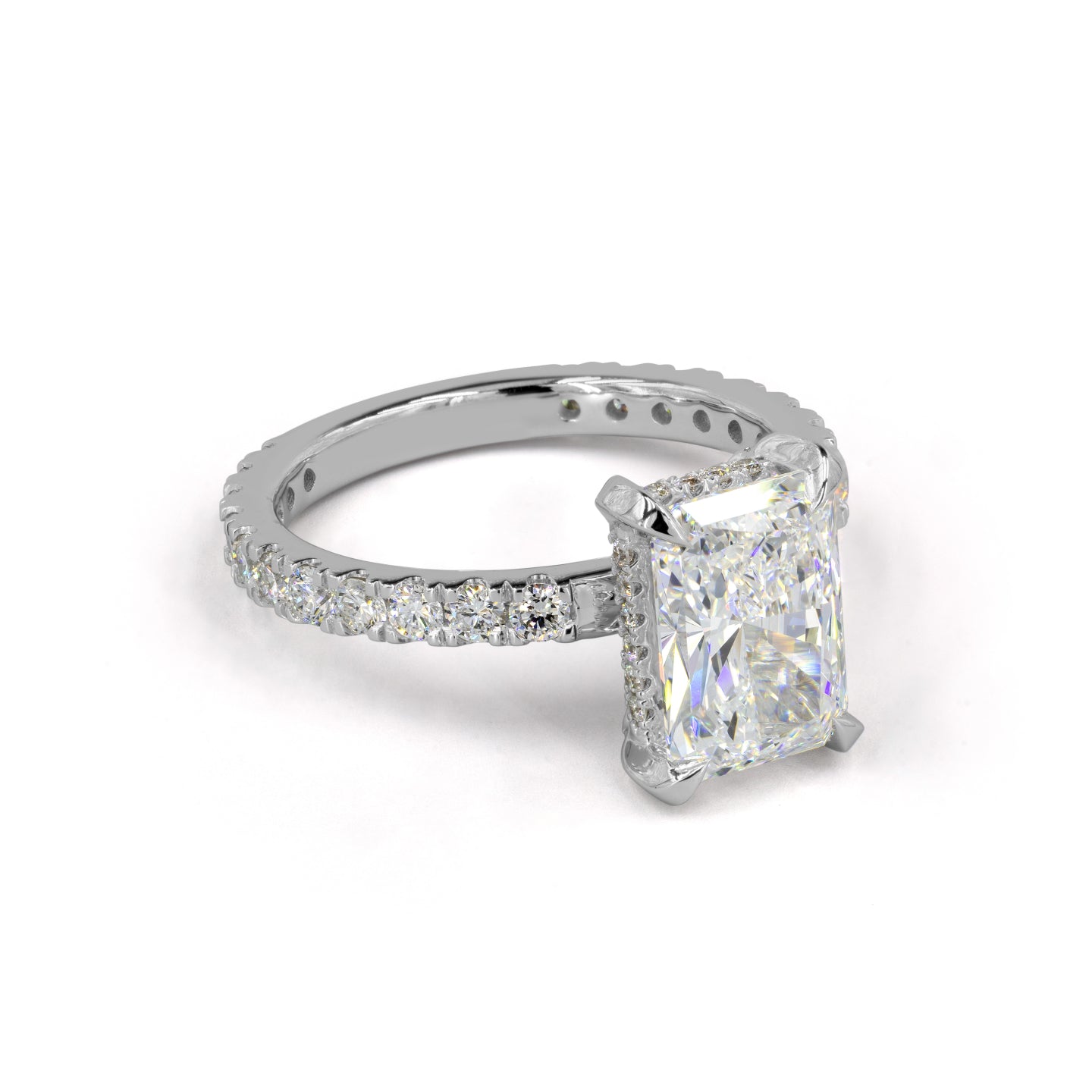 1.43 CTTW Radiant Lab Grown Diamond Hidden Halo Ring Sz. 6.5 (E Color and VS1 Clarity)