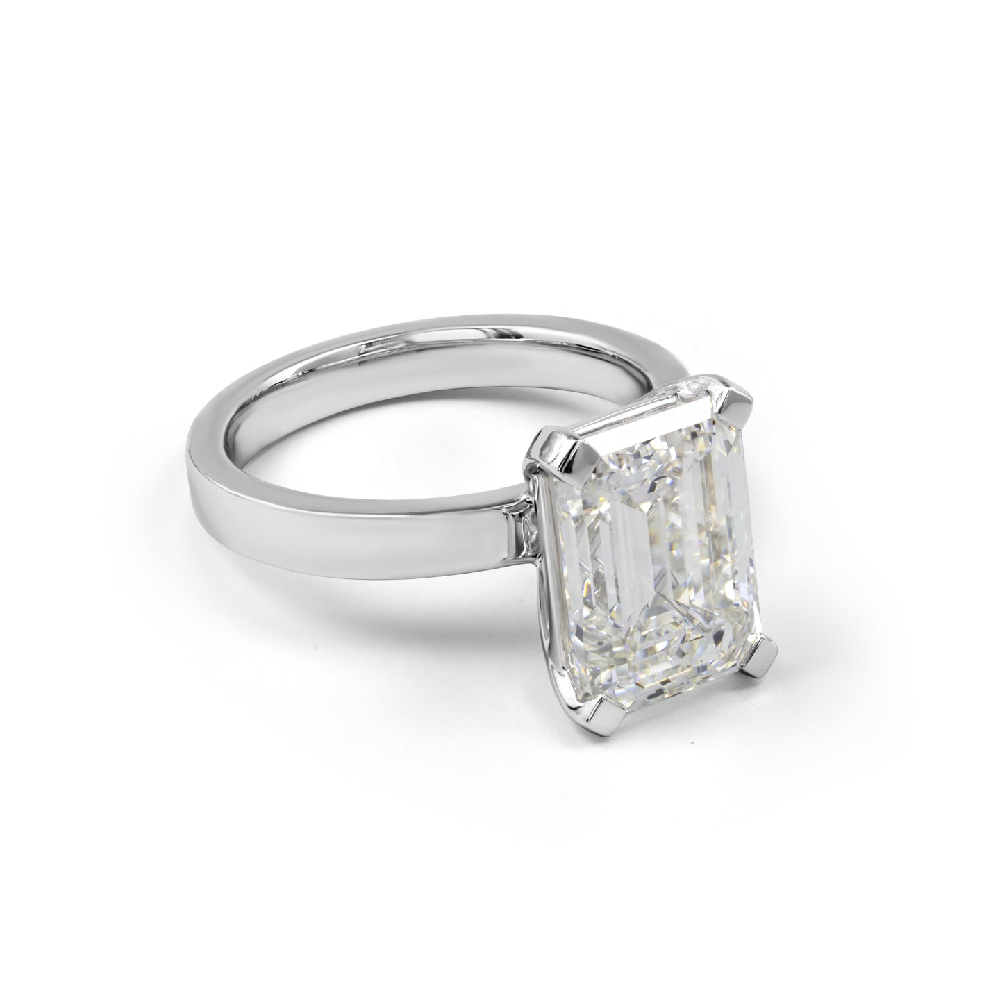 5.04 CT Emerald Lab Grown Diamond Solitaire Ring Sz. 6.5 (E Color and VS1 Clarity)