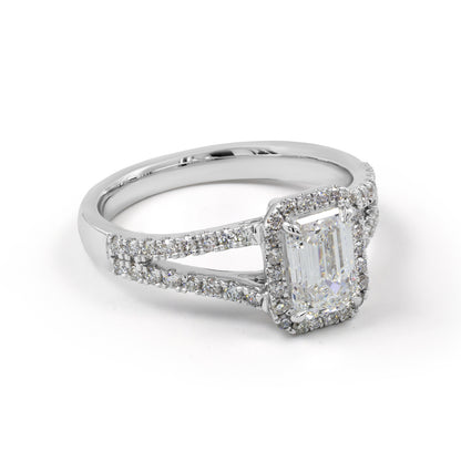 2.08 CTTW Emerald Lab Diamond Split Shank RGWSSEM150 14k White Gold E Color and VS1 Clarity jewelry-spot-usa
