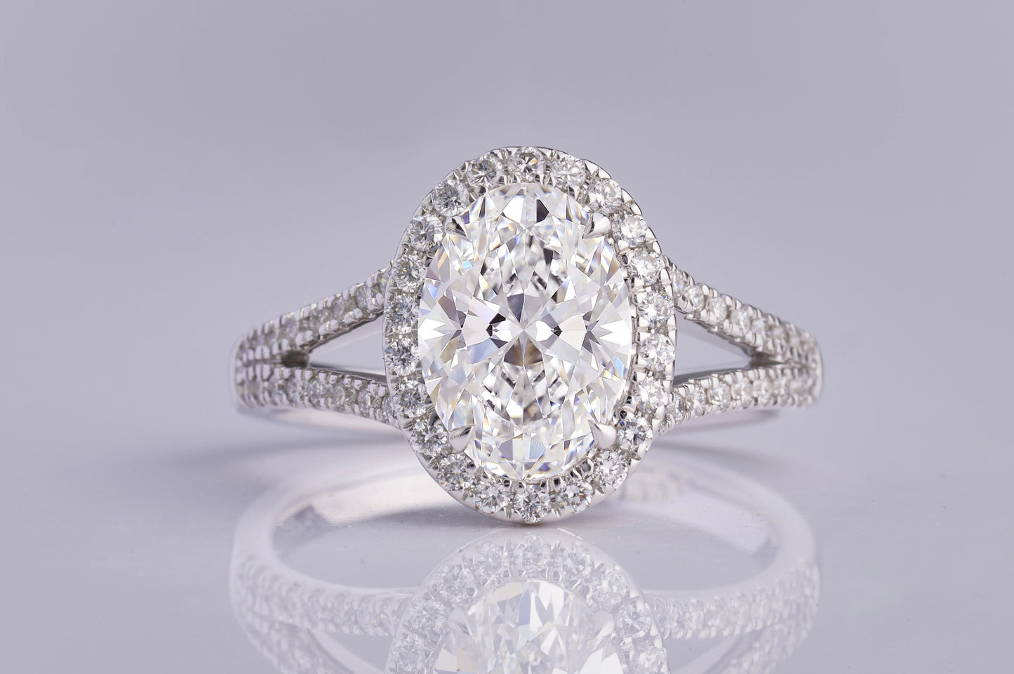 2.09 CTTW Oval Lab Grown Diamond Split Shank Ring Sz. 6.5 (E Color and VS1 Clarity)