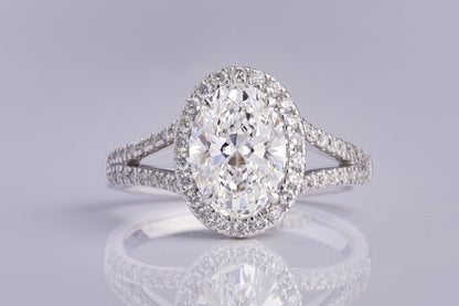 2.09 CTTW Oval Lab Grown Diamond Split Shank Ring Sz. 6.5 (E Color and VS1 Clarity)