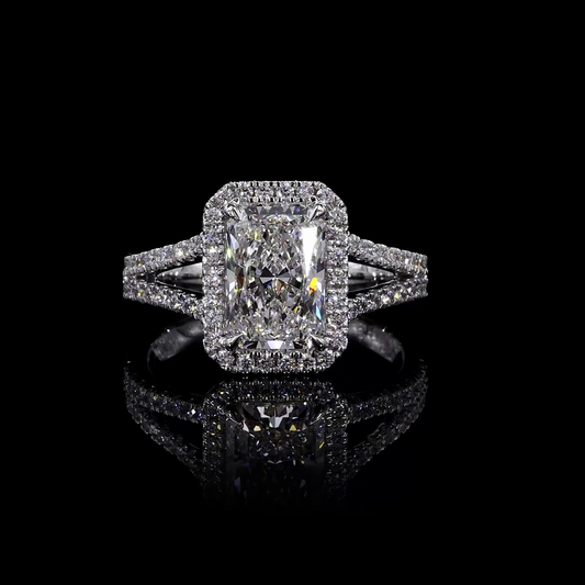 1.99 CTTW Radiant Lab Grown Diamond Split Shank Ring Sz. 6.5 (D Color and VVS2 Clarity)