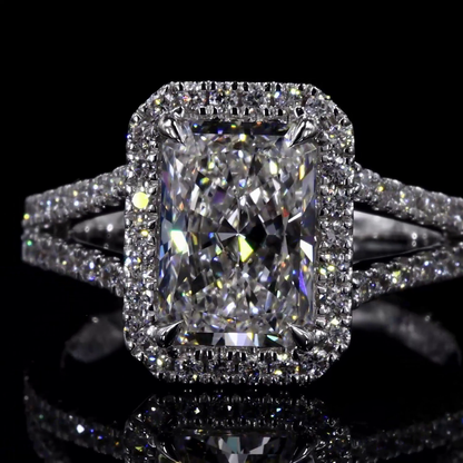 1.50 CTTW Radiant Lab Grown Diamond Split Shank Ring Sz. 6.5 (E Color and VVS1 Clarity)