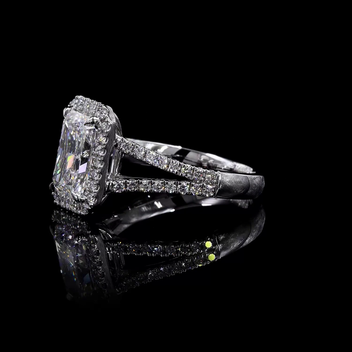 1.50 CTTW Radiant Lab Grown Diamond Split Shank Ring Sz. 6.5 (E Color and VVS1 Clarity)