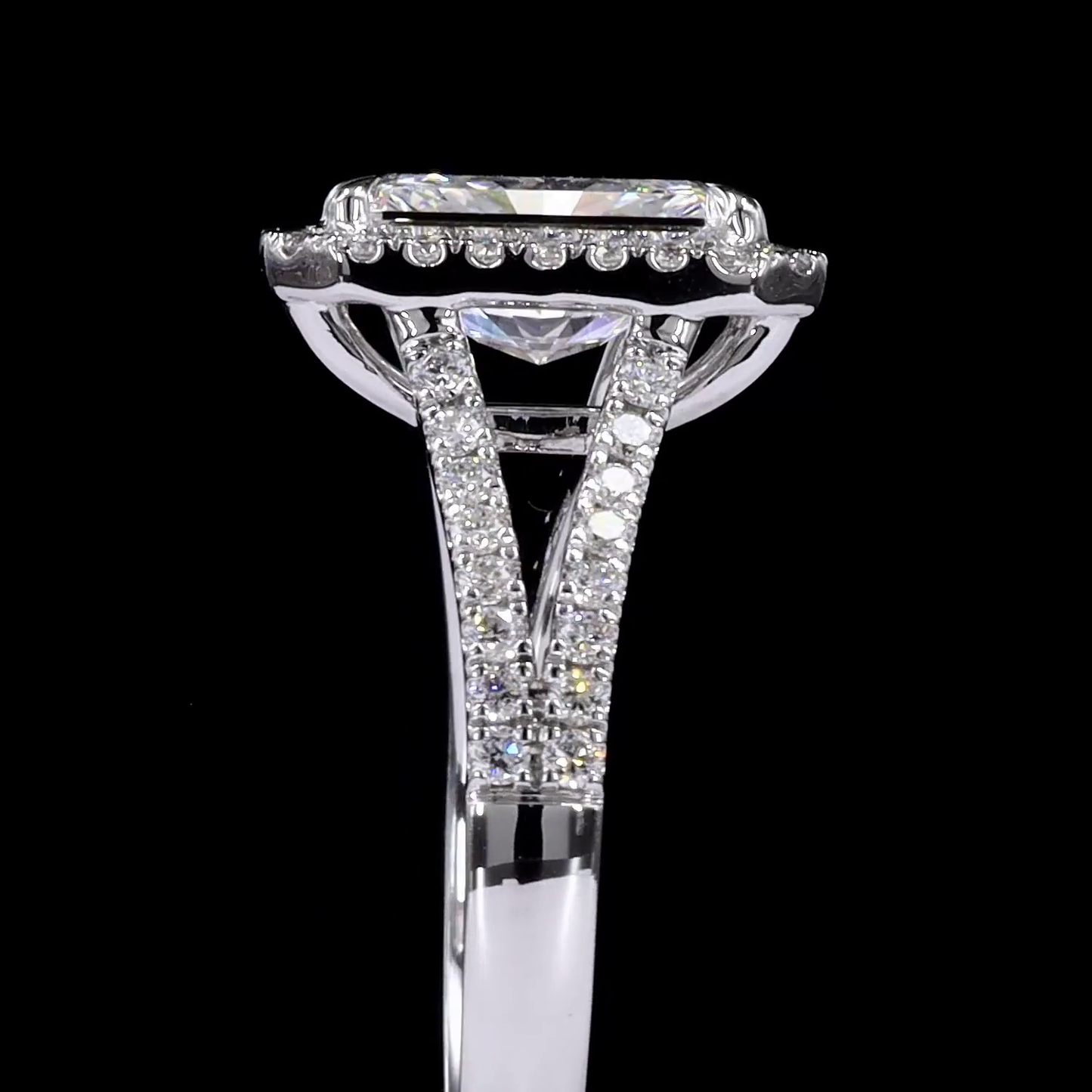 1.99 CTTW Radiant Lab Grown Diamond Split Shank Ring Sz. 6.5 (D Color and VVS2 Clarity)
