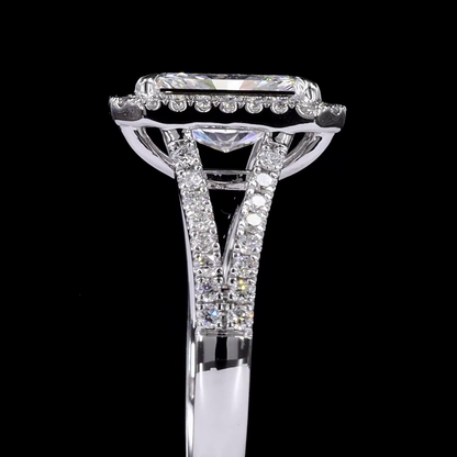 1.50 CTTW Radiant Lab Grown Diamond Split Shank Ring Sz. 6.5 (E Color and VVS1 Clarity)