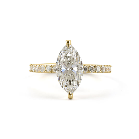 3.98 CTTW Marquise Lab Grown Diamond Hidden Halo Ring Sz. 6.5 (D Color and VVS2 Clarity)