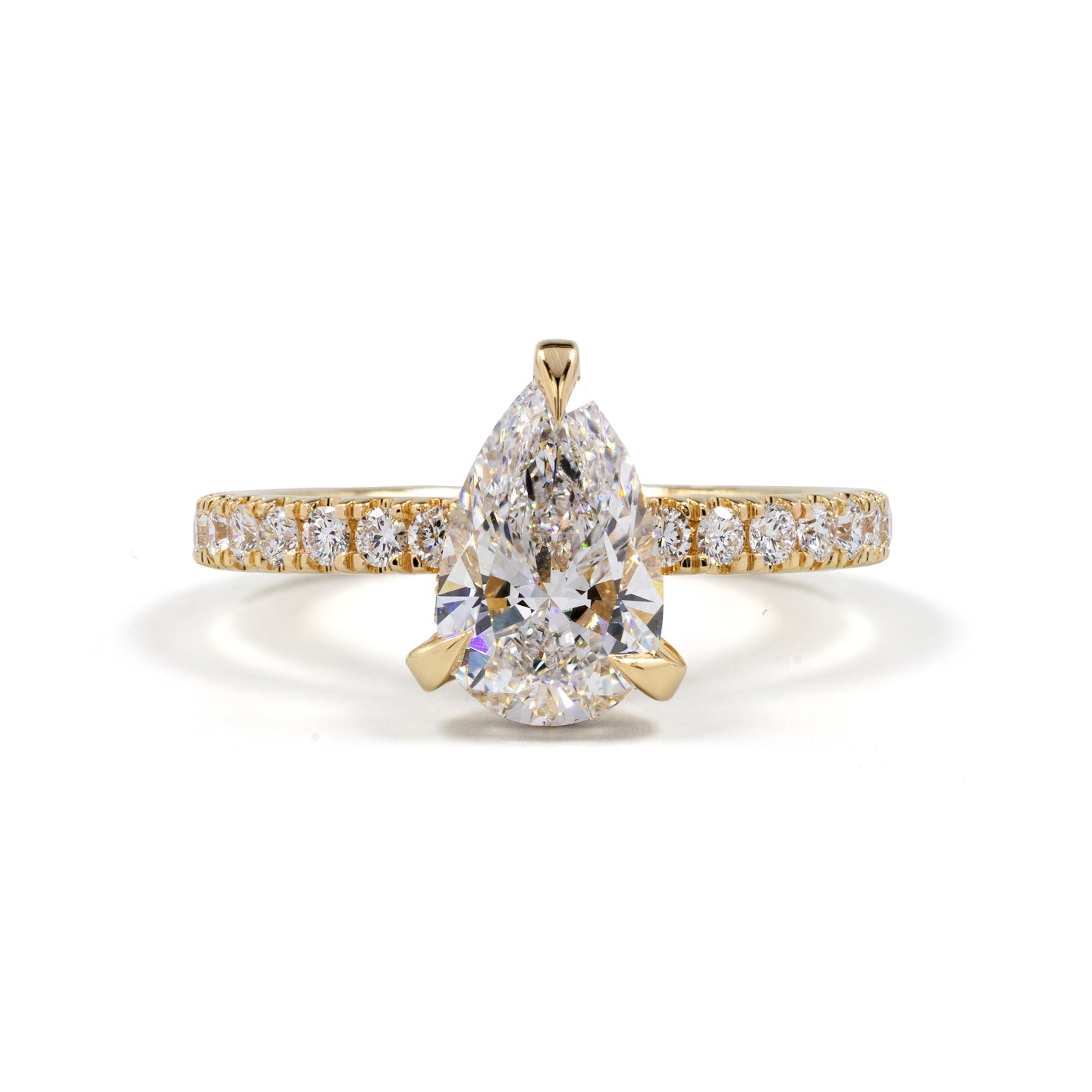 3.95 CTTW Pear Lab Grown Diamond Hidden Halo Ring Sz. 6.5 (E Color and VS2 Clarity)