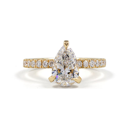 3.95 CTTW Pear Lab Grown Diamond Hidden Halo Ring Sz. 6.5 (E Color and VS2 Clarity)