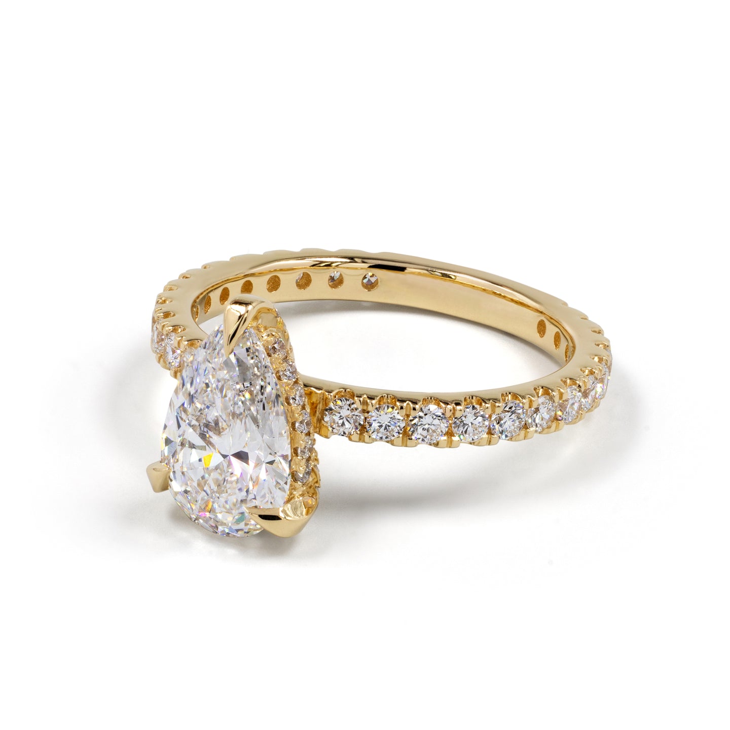 3.95 CTTW Pear Lab Grown Diamond Hidden Halo Ring Sz. 6.5 (E Color and VS2 Clarity)