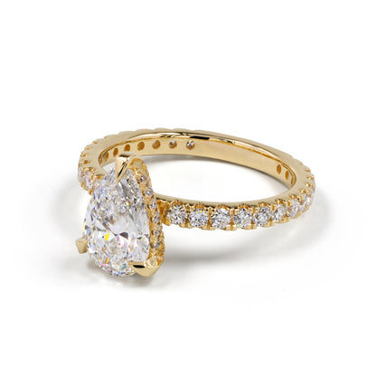 3.95 CTTW Pear Lab Grown Diamond Hidden Halo Ring Sz. 6.5 (E Color and VS2 Clarity)