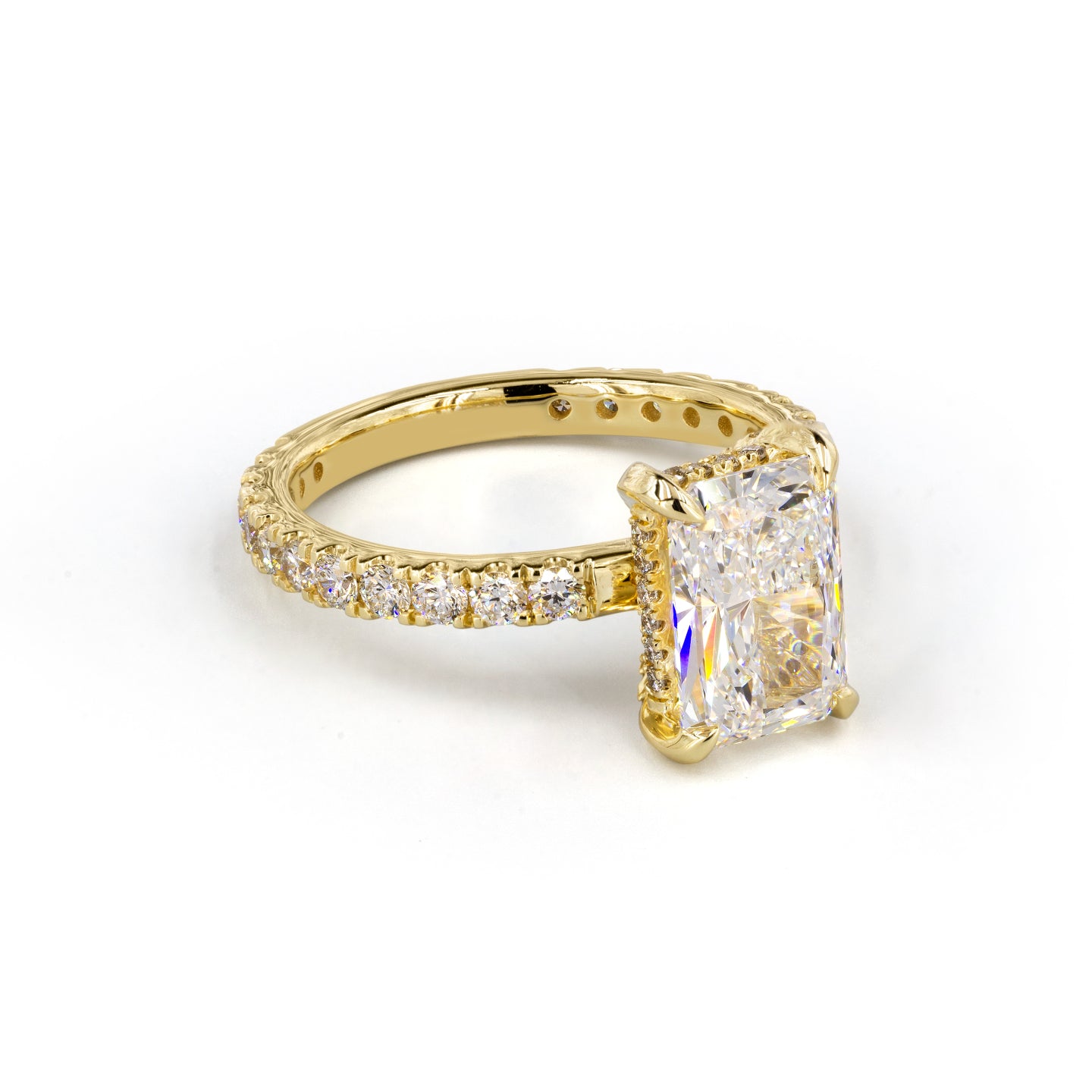 1.43 CTTW Radiant Lab Grown Diamond Hidden Halo Ring Sz. 6.5 (D Color and VVS2 Clarity)