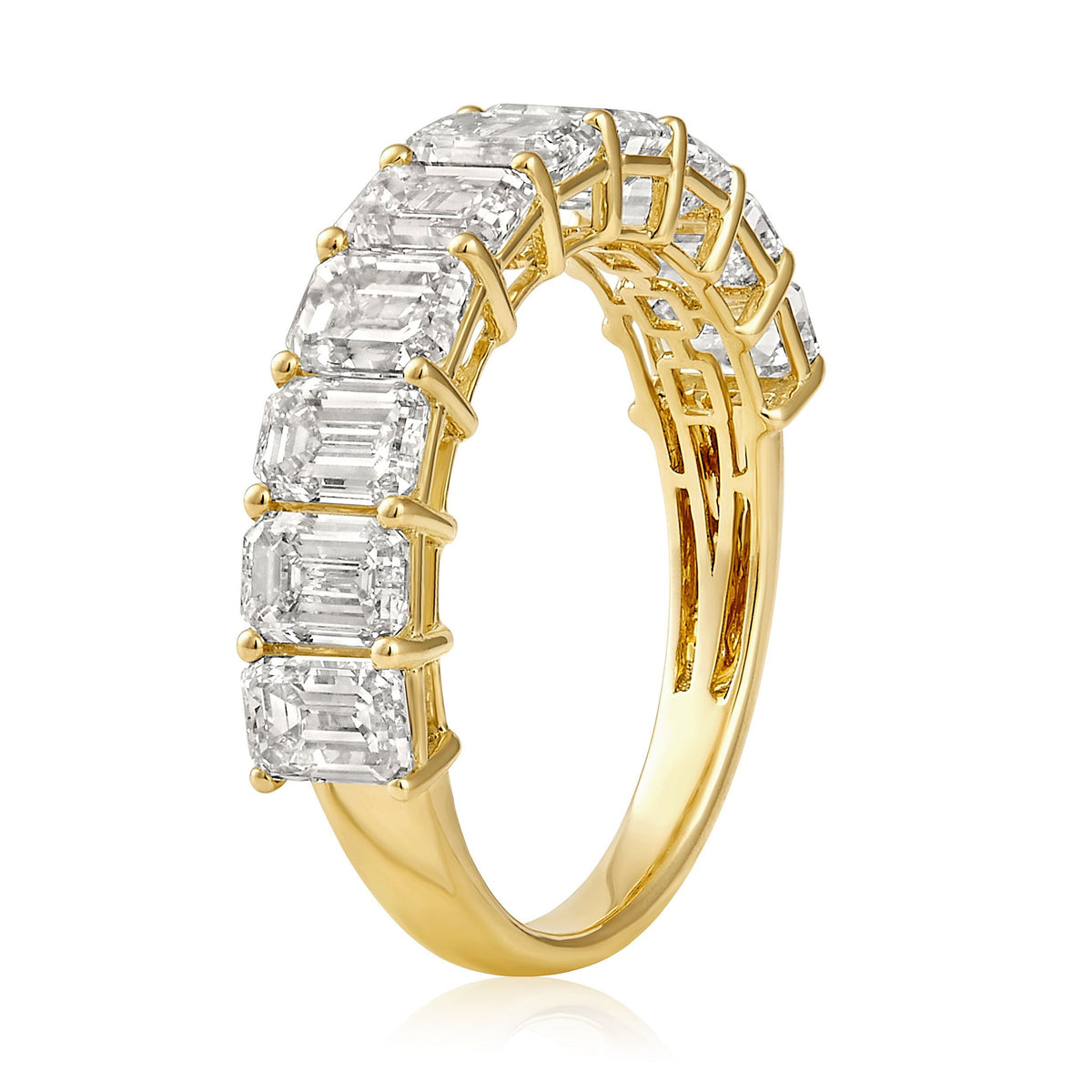 Diamond Emerald Half Eternity Band Ring