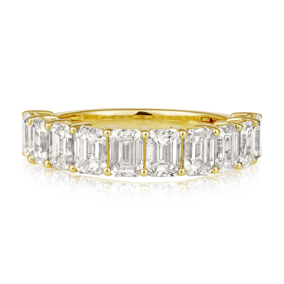 Diamond Emerald Half Eternity Band Ring