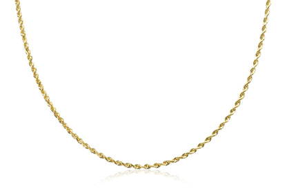 2mm Solid Gold Diamond Cut Rope Necklace Solid Gold Rope Chains