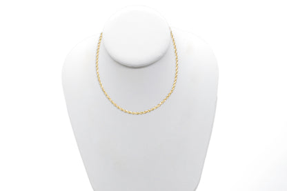 3mm Solid Gold Diamond Cut Rope Necklace Solid Gold Rope Chains