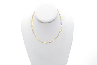 3mm Solid Gold Diamond Cut Rope Necklace Solid Gold Rope Chains