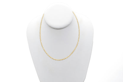 3mm Solid Gold Diamond Cut Rope Necklace Solid Gold Rope Chains