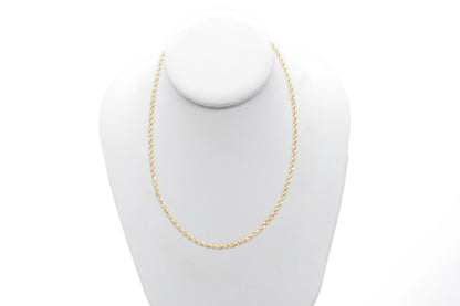 3mm Solid Gold Diamond Cut Rope Necklace Solid Gold Rope Chains