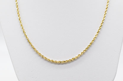 3mm Solid Gold Diamond Cut Rope Necklace Solid Gold Rope Chains