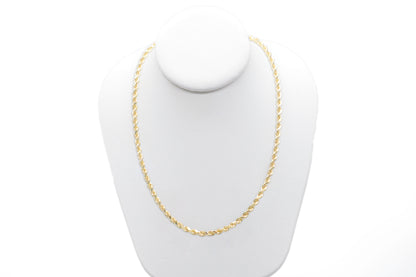 5mm Solid Gold Diamond Cut Rope Necklace Solid Gold Rope Chains