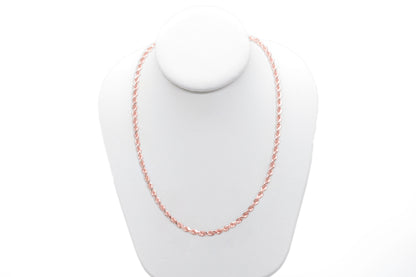 5mm Solid Gold Diamond Cut Rope Necklace Solid Gold Rope Chains