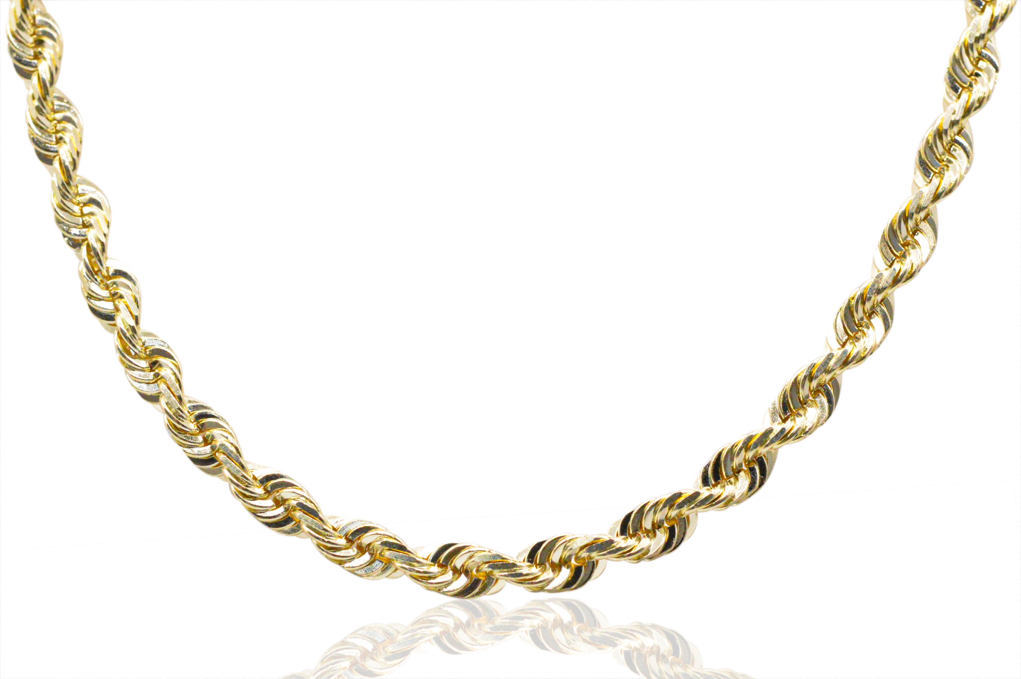 6mm Solid Gold Diamond Cut Rope Necklace – Jewelry Spot USA
