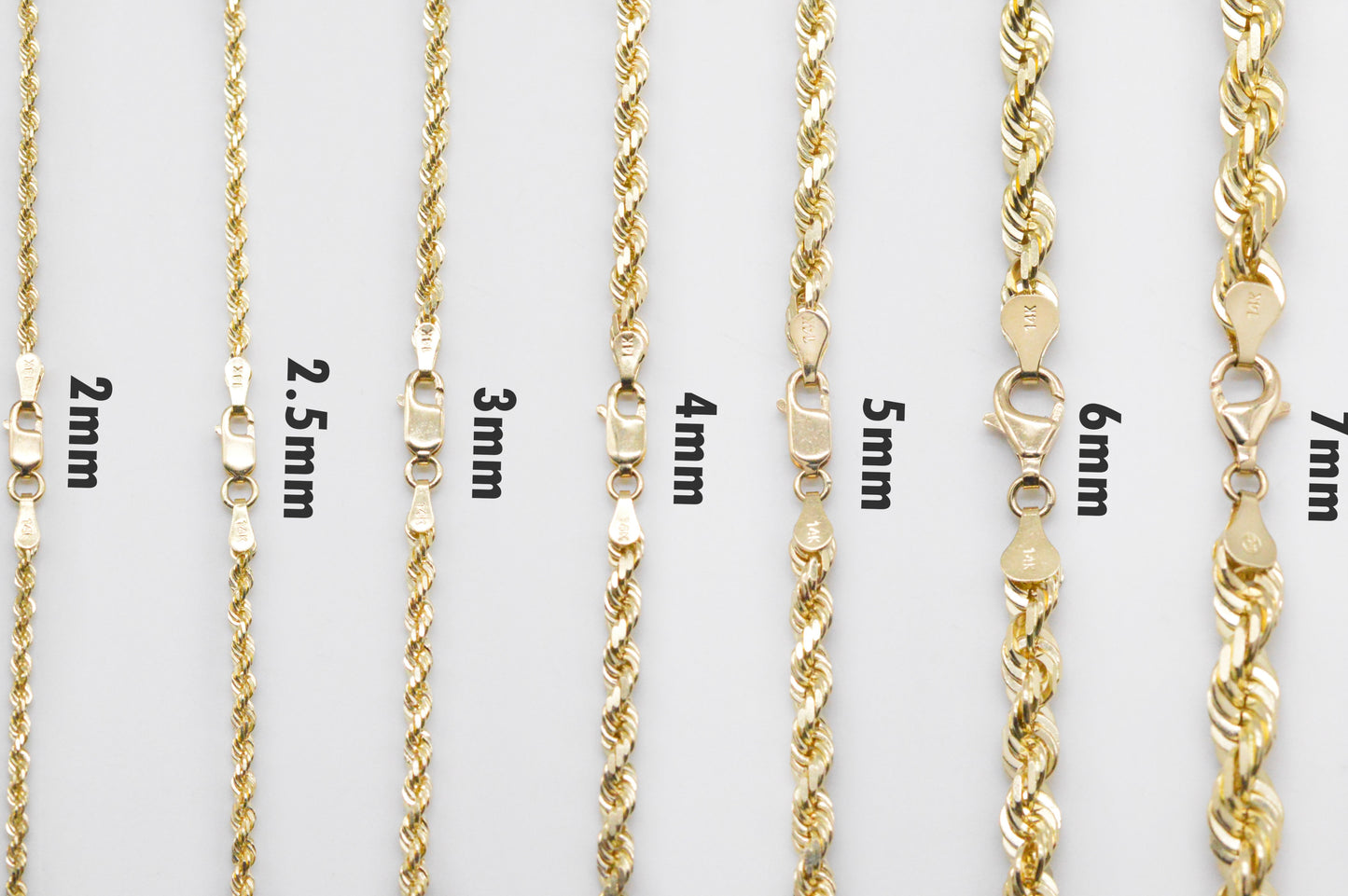 2mm Solid Gold Diamond Cut Rope Necklace Solid Gold Rope Chains
