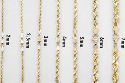 2mm Solid Gold Diamond Cut Rope Necklace Solid Gold Rope Chains