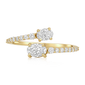Diamond Double Oval Prong Pavé Bypass Open Ring