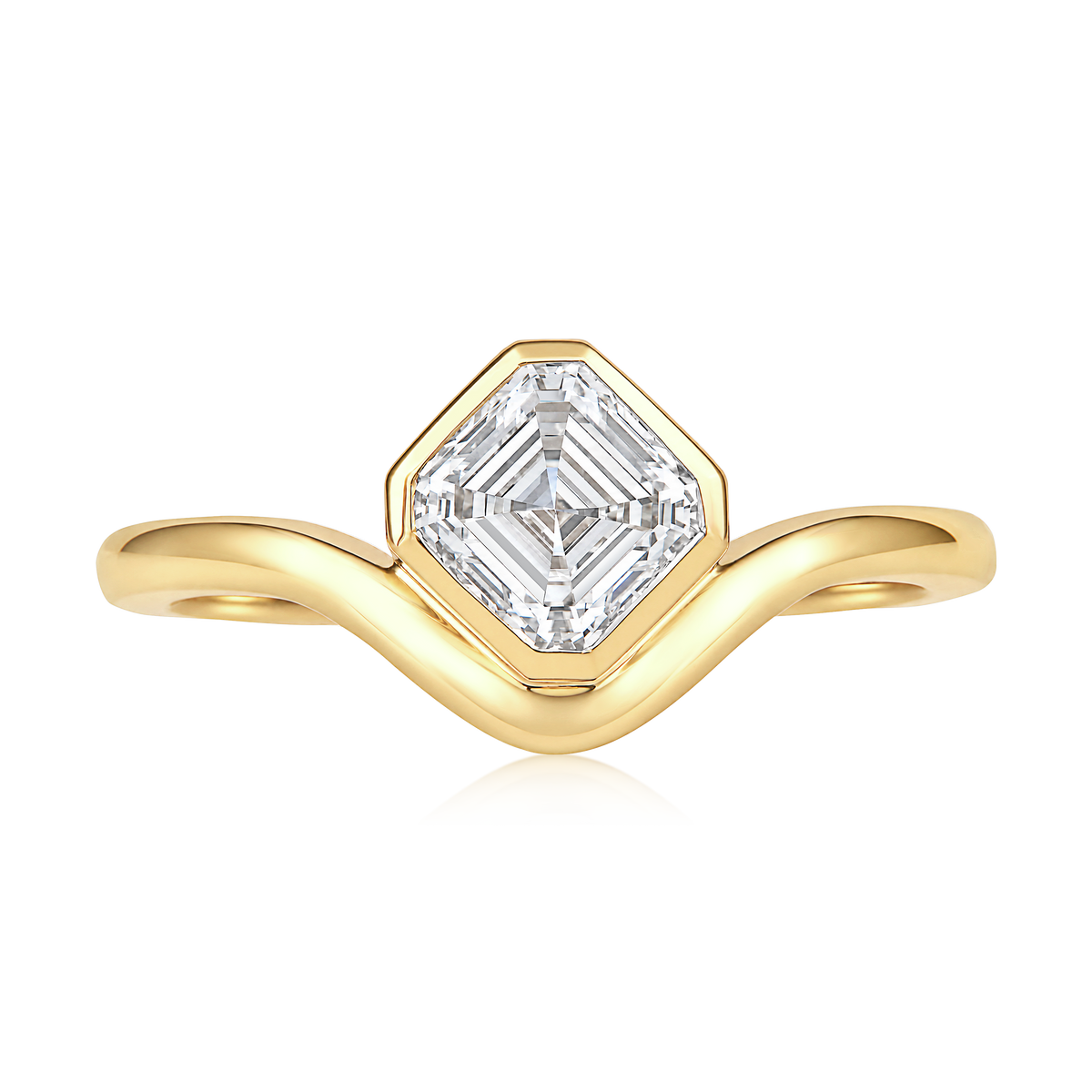 Diamond Octagon Bezel Curved Ring
