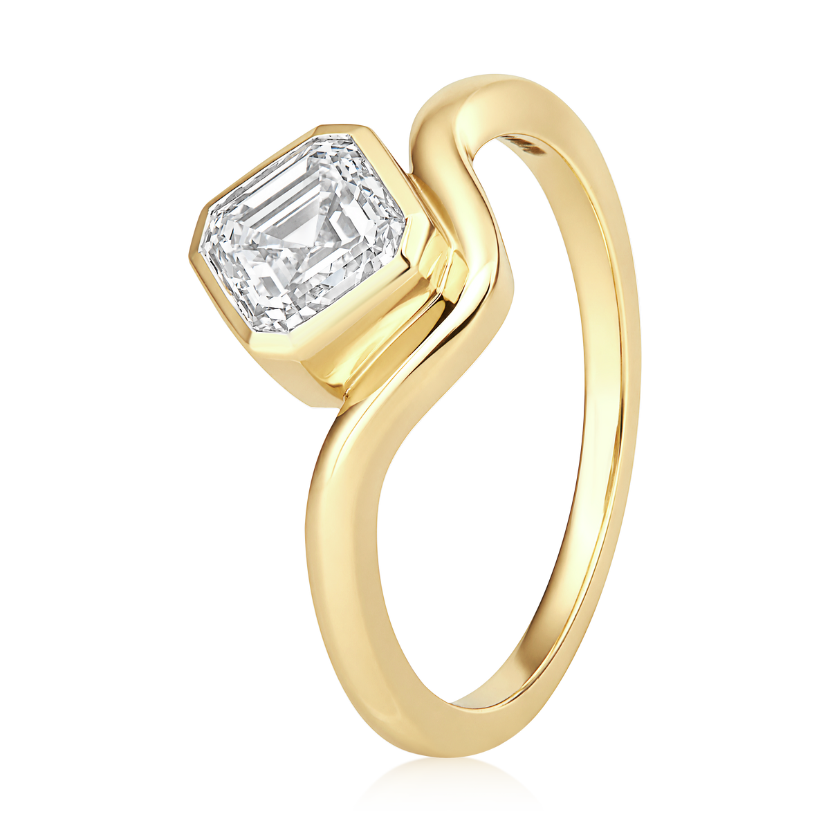 Diamond Octagon Bezel Curved Ring