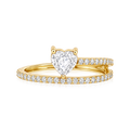 Diamond Heart Prong Split Pavé Band Ring