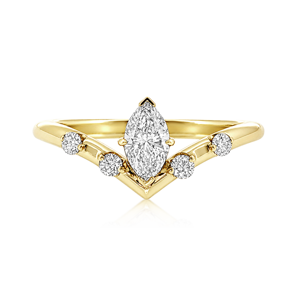 Diamond Marquise Five-Stone Curved Ring