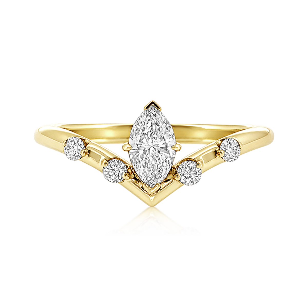 Diamond Marquise Five-Stone Curved Ring