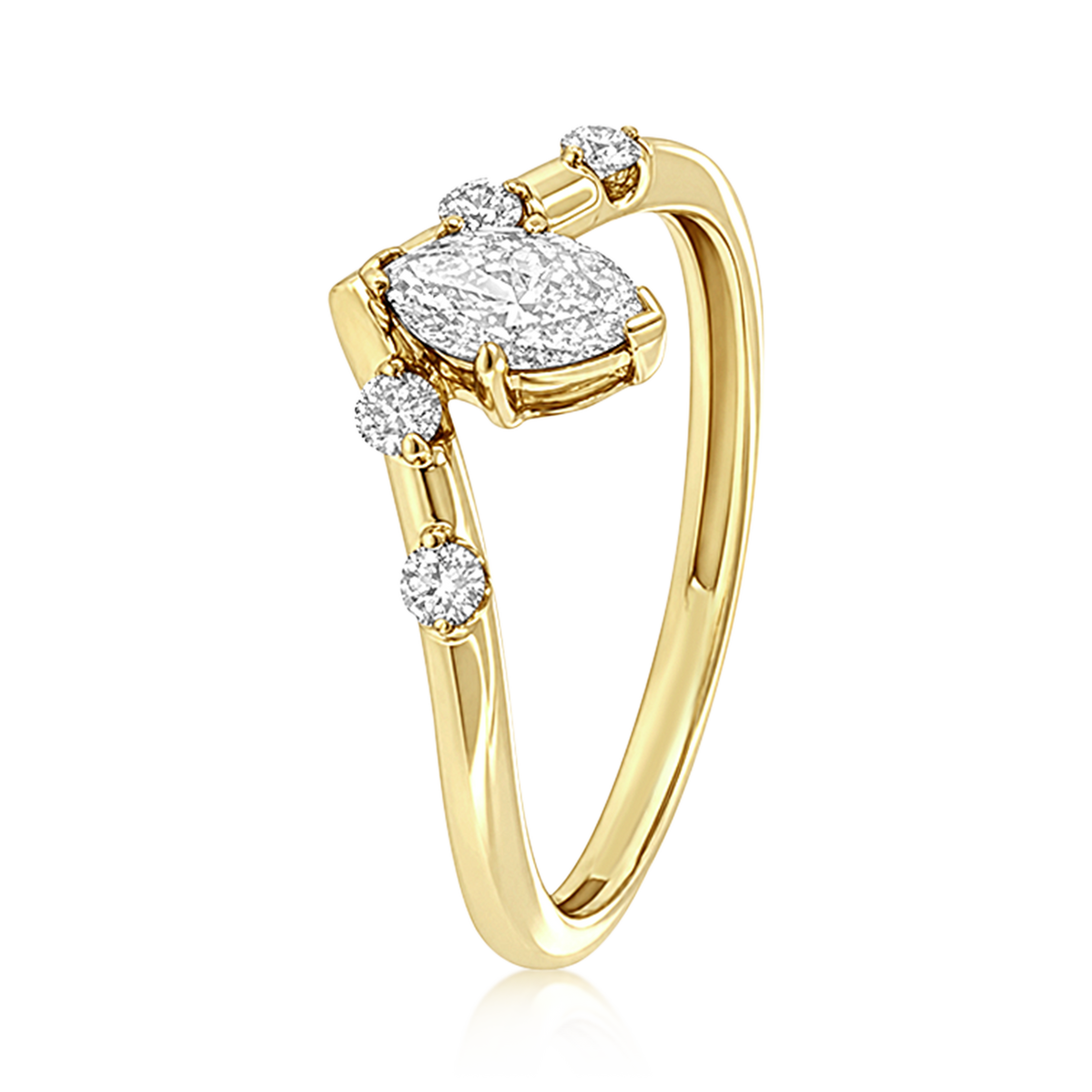 Diamond Marquise Five-Stone Curved Ring
