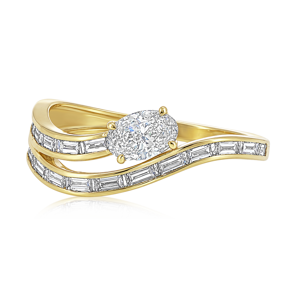 Diamond Pear Baguette Wrap Ring