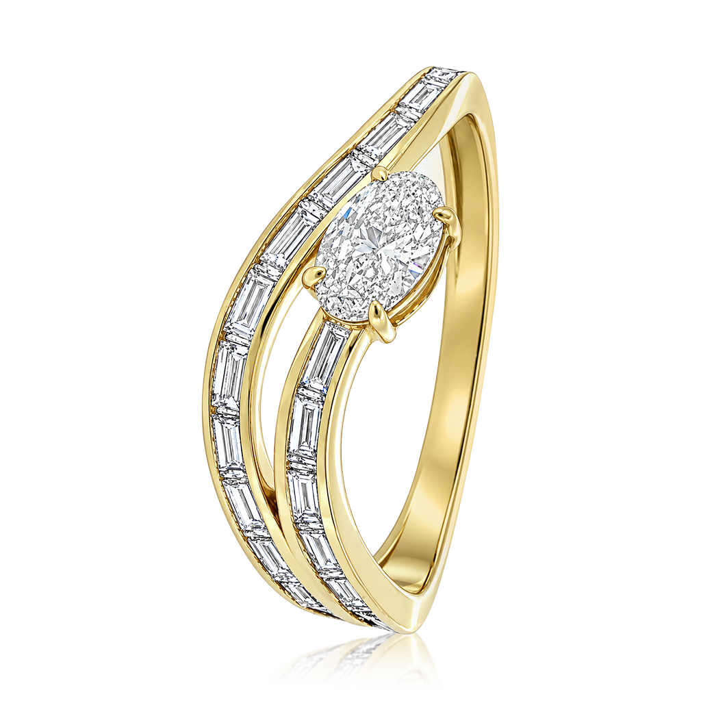 Diamond Pear Baguette Wrap Ring