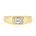 Diamond East West Emerald Bezel Signet Ring