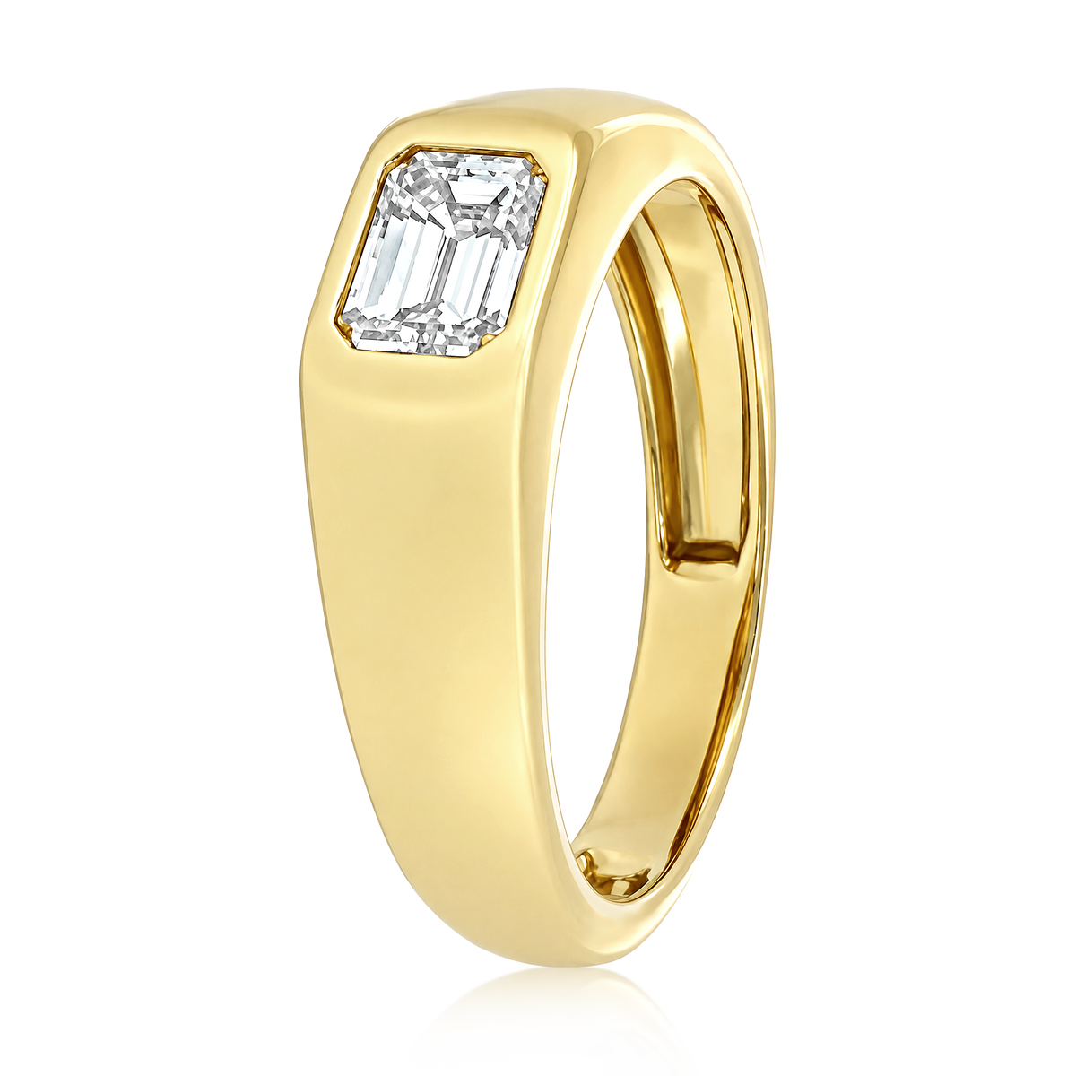 Diamond East West Emerald Bezel Signet Ring