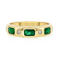 Diamond Emerald Emerald Alternating Bezel Band Ring