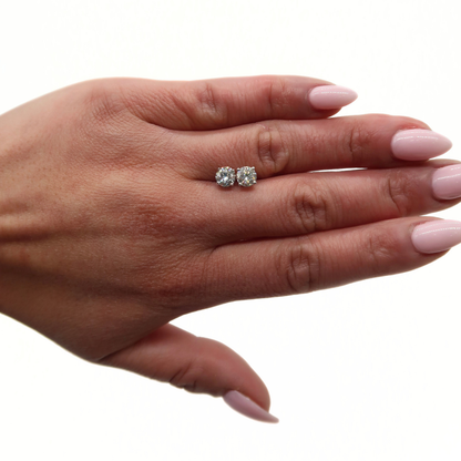 1.5CTTW Round Natural Diamond Studs 14K White Gold