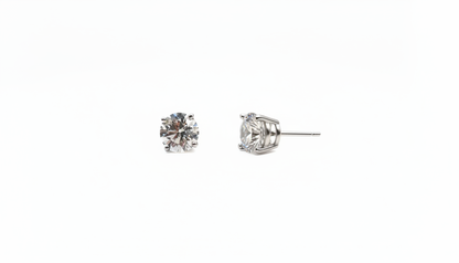1.5CTTW Round Natural Diamond Studs 14K White Gold