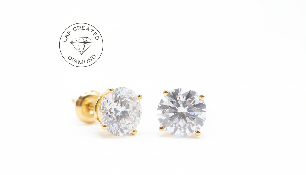 3 CTTW Lab Diamond Stud Earrings