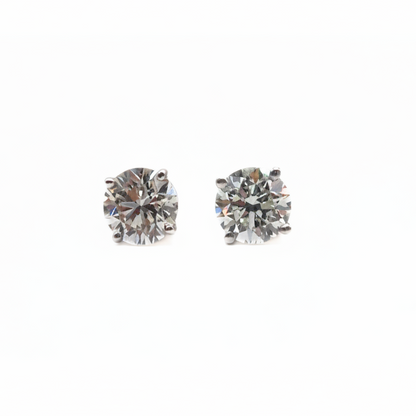 1.5CTTW Round Natural Diamond Studs 14K White Gold