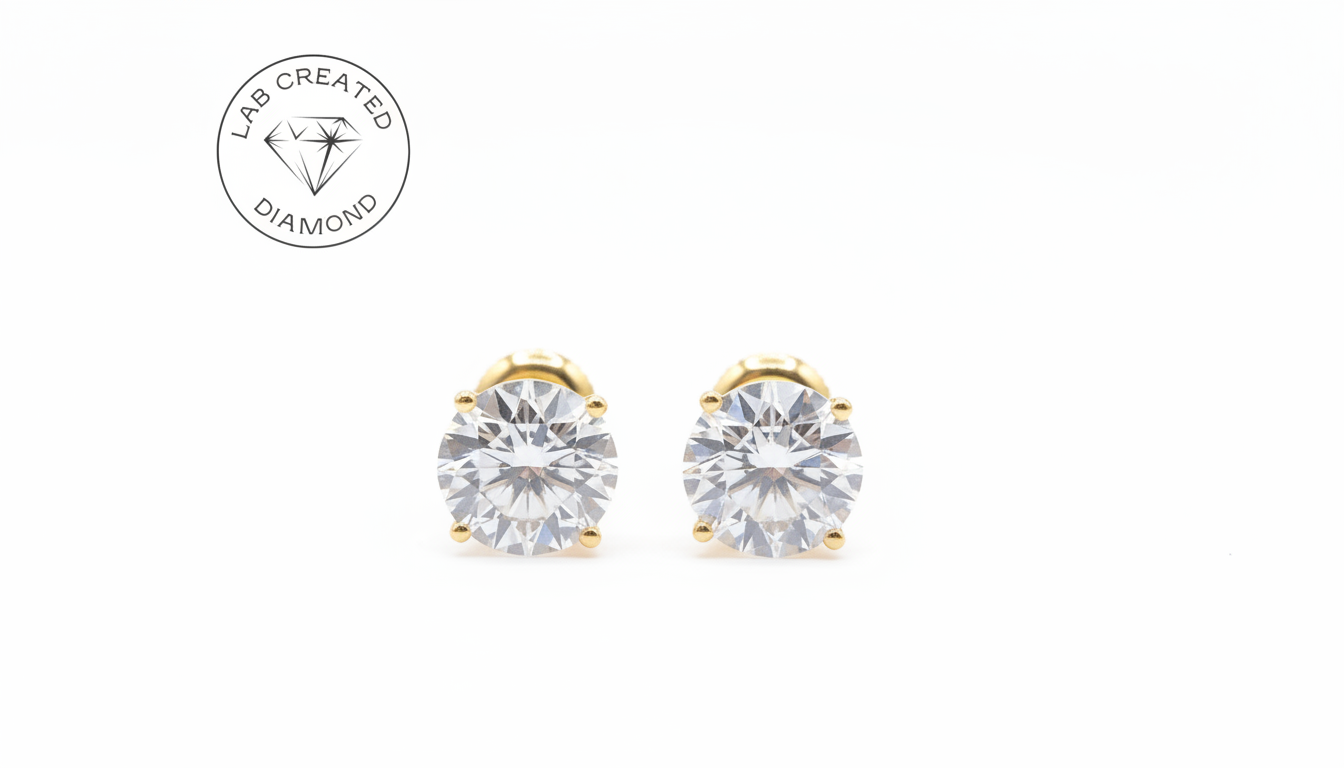 Black Friday Sale: 2 CTTW Lab Diamond Stud Earrings