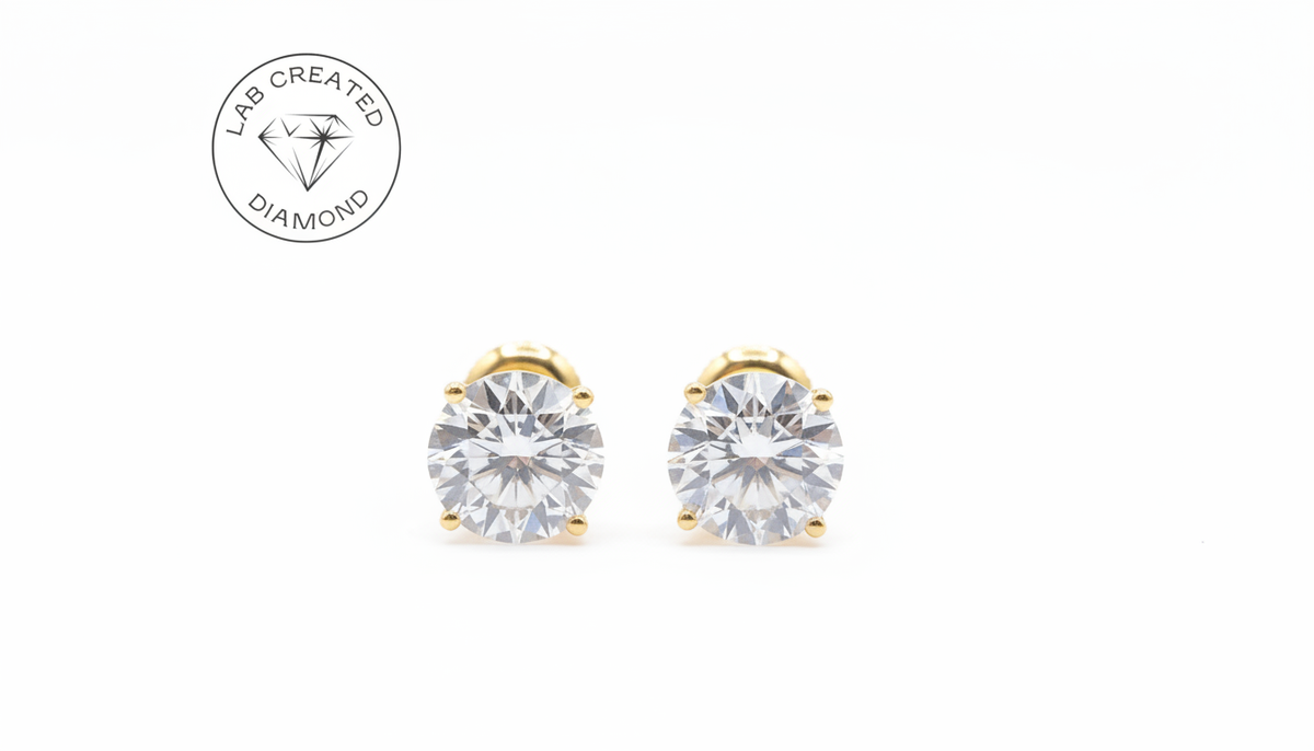 2 CTTW Lab Diamond Stud Earrings